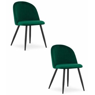 Private Label Set di 2 sedie Valora Bello in velluto verde con gambe nere