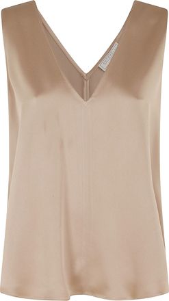 Antonelli Beige Bergamo V-Neck Acetate-Blend Top