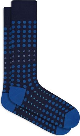 Bugatchi Polka Dot Mercerized Cotton Blend Dress Socks in Navy at Nordstrom