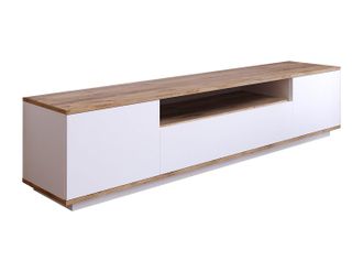 Vente-Unique Mueble TV con 3 puertas y 1 estante - blanco y natural - LOTULA