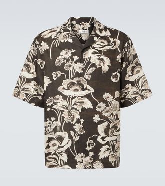 Commas Floral linen bowling shirt