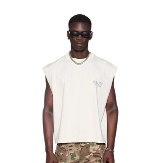 Ksubi Sleeveless Tops, male, Beige, Size: XL State Halen Cut Off