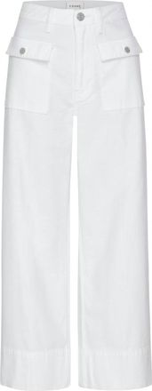 Frame Denim Womens 70S Patch Pocket Raw Straight Jean In White