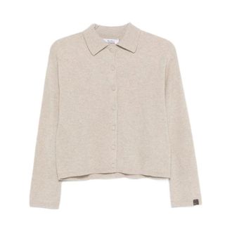 Max Mara Cashmere Knitwear, female, Beige, Size: S Maglia Cardigan Bombo