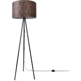 Paco Home Paco Home Lámpara Pie Salón Pantalla Tela Lámpara Pie Lectura Abstracta Vintage Diseño 5 (Ø45,5 cm), Lámpara de pie trípode - Negro
