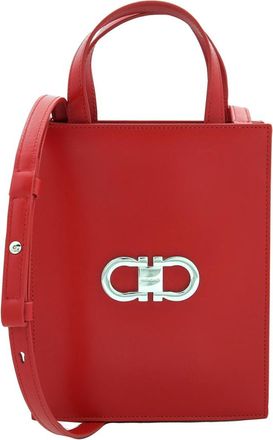 Ferragamo Double Gancini Mini Leather Tote Bag