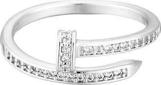 Adornia Adornia Silver Plated Cz Nail Ring