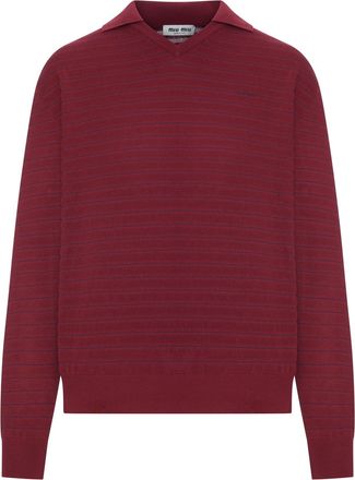 Miu Miu V-NECK COTTON SWEATER - Miu Miu - Woman