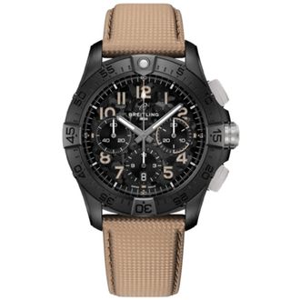 Breitling Avenger B01 Chronograph 42 Night Mission Automatic Black Dial Ceramic Leather Strap Mens Watch SB0146101B1X1