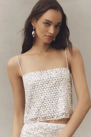 Shona Joy Asteri Embellished Mesh Crop Cami