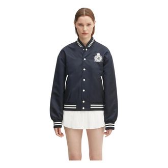 Sporty & Rich Jassen, Dames, Blauw, M, Nylon, Royal Club Nylon Varsity Bomberjack