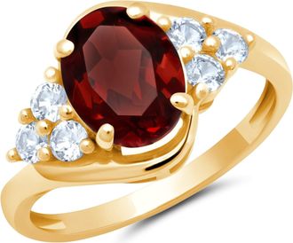 MAX + STONE 10k Yellow or White Gold Oval Cut Gemstone Sunburst Halo Ring