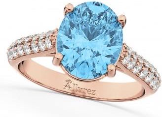 Allurez Oval Blue Topaz & Diamond Engagement Ring 14k Rose Gold (4.42ct)