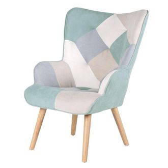 Koketto Home Sill&oacute;n tapizado patchwork con patas de madera menta
