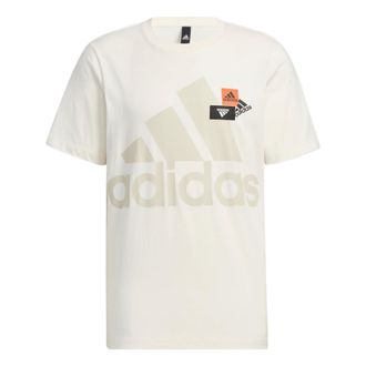 adidas Mens adidas Alphabet Logo Printing Casual Round Neck Short Sleeve White T-Shirt HN9045