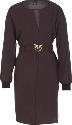 Pinko Sfumato Short Dress - Dames - Kleedjes - Bruin - M - Wol - Kleedjes