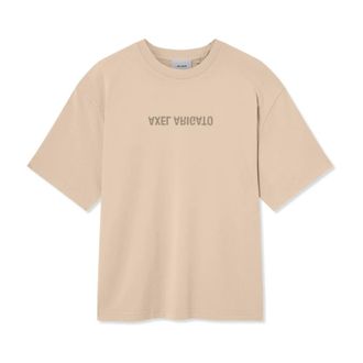 Axel Arigato Tops, Heren, Beige, XS, Katoen, Distort Gewassen T-shirt