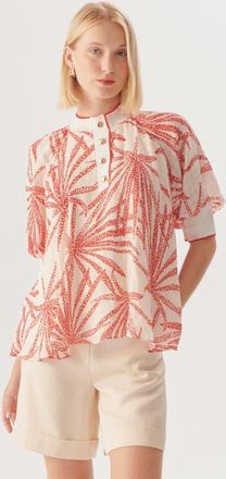 Exquise Palmer Chiffon Blouse in Red And Beige at Nordstrom, Size X-Large
