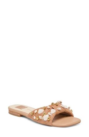 Dolce Vita Lizza Slide Sandal in Toffee Beaded Raffia at Nordstrom, Size 9.5