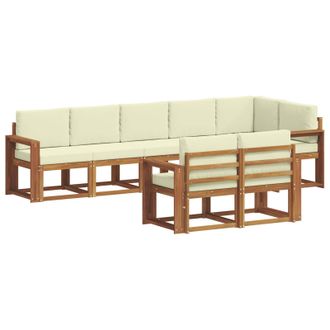 vidaXL Conjunto De Sof&aacute;s De Exterior Con Coj&iacute;n 8 Pcs Natural Y Crema Vidaxl
