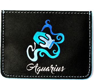Emm Kuo Womens Horoscope Aquarius Cardholder In Black