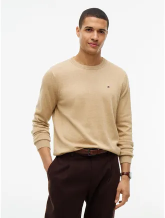 Tommy Hilfiger Mens Solid Crewneck Sweater - Beige - XXXL