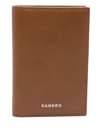 Sandro leather cardholder - men - Recycled Polyester/Calf Leather - One Size - Brown