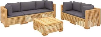 vidaXL Juego Muebles De Jard&iacute;n 6 Piezas Y Cojines Madera Maciza Teca Vidaxl