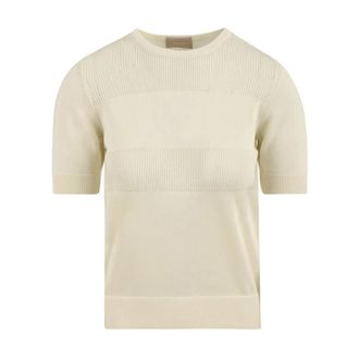 Drumohr Witte Crewneck Sweater - Dames - Ronde hals truien - Beige - M - Katoen - Truien & Vesten