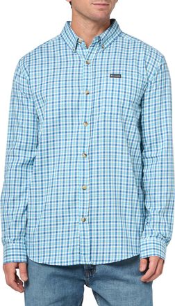 Columbia Mens Rapid Rivers II Long Sleeve Shirt, Vintage Blue Trail Crossing Gingham, Large