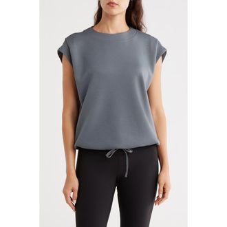 Apana Cloudy Cap Sleeve Scuba Top in Teal Smoke at Nordstrom Rack, Size X-Large