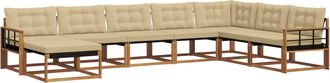 vidaXL Conjunto De Sof&aacute;s De Exterior 8 Uds. Natural Y Beige Vidaxl