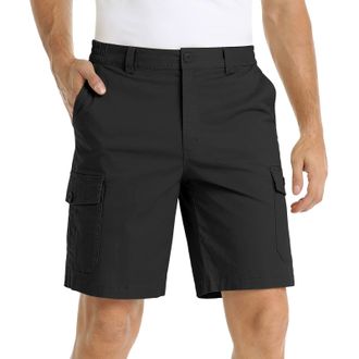 Generic Mens Cotton Chino Shorts, Mens Cargo Shorts Cotton Elastic Waist Cotton Stretch Knee Length Shorts Casual Business Work Smart Shorts With Multi Pocket