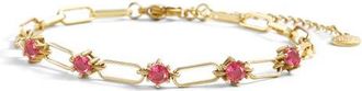 Mint & Lily Paperclip Bracelet with Gemstone Accents in July Ruby /7 at Nordstrom
