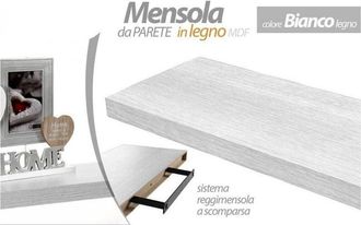 Trade Shop Trade Shop - Mensola Parete Legno Reggimensola Scomparsa Bianco 40x25x4cm Kit Montaggio 790775