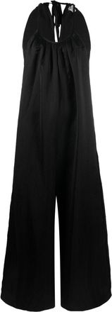 Alysi halterneck satin jumpsuit - women - Viscose/Linen/Flax/Acetate/Polyester - 40 - Black