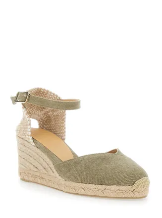 Castaner Womens Wedges Chiarita Green Textile Shoe