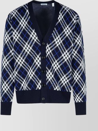 Burberry wool cardigan v-neck plaid pattern
