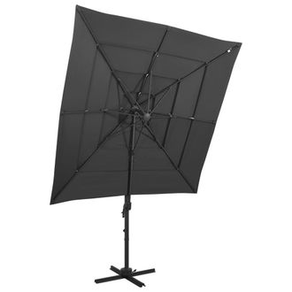 Berkfield Home 4-Tier Parasol with Aluminium Pole Anthracite 250x250 cm in Black