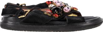 Marni Pre-owned Womens Fussbett Slingback Sandals in Black Ponyhair - Multicolour - Size EU 39