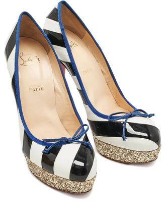 Christian Louboutin 140mm Foraine glitter pumps - women - Leather/Leather/Leather/Patent Leather - 41 - White
