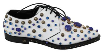 Dolce & Gabbana Dames Witte Leren Kristallen Broque Schoenen