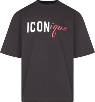 Dsquared2 Tops, Heren, Zwart, S, Iconique Loose Fit Tee