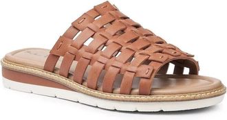 Me Too Arien Sandals Womens 6.5 Brown Leather Memory Foam Slip-On Slide KHD453