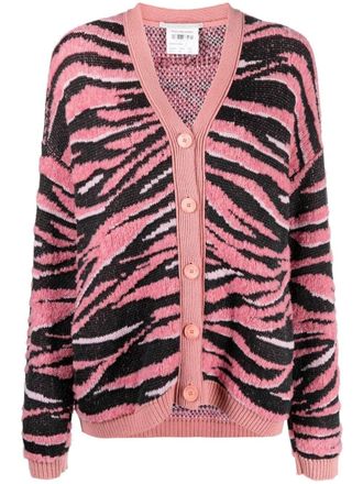 Stella McCartney tiger pattern knitted cardigan - women - Cotton - 44 - Pink