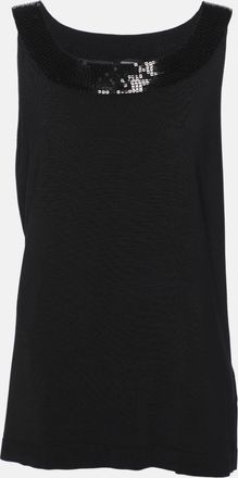 Elena Miro Black Jersey Paillettes Top