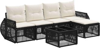 vidaXL Conjunto De Sof&aacute;s De Jard&iacute;n 6 Uds. Negro Y Blanco Crema Vidaxl