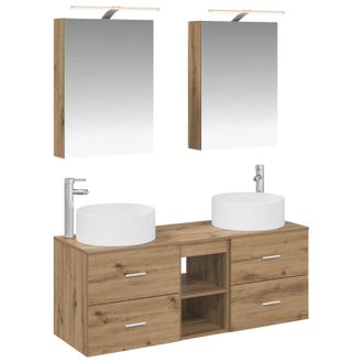 vidaXL Juego De Muebles De Ba&ntilde;o 5 Pcs Roble Artesanal Vidaxl
