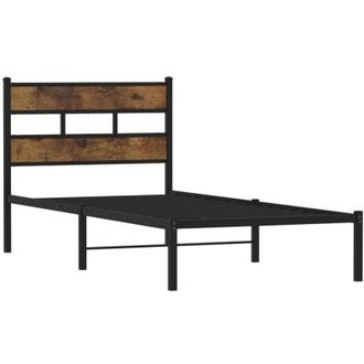 vidaXL Metal Bed Frame without Mattress Smoked Oak 100x200 cm vidaXL