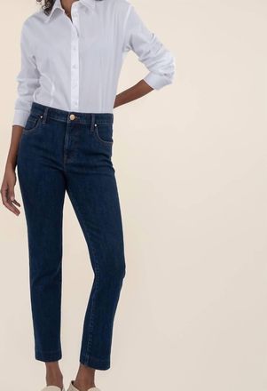 Kut from the Kloth Reese High Rise Straight Leg Jeans In Harness W/euro Base Wash